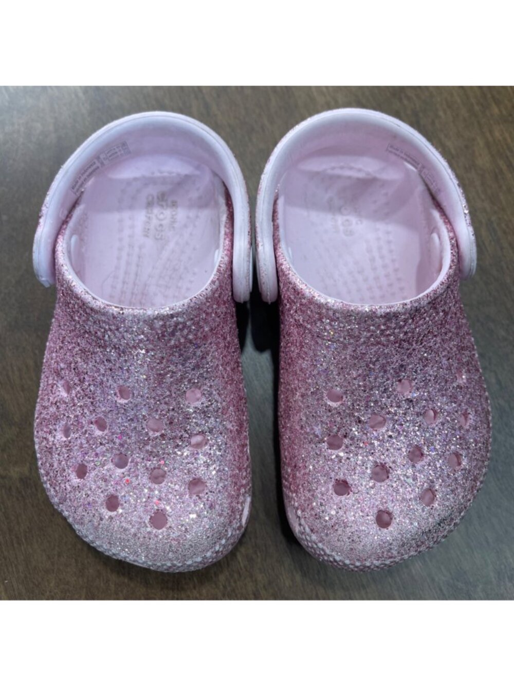 Crocs Classic Glitter Clog Toddler Girls Size 7 Pink Waterproof Slip on Shoes - Picture 7 of 8